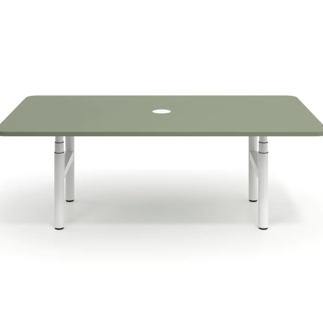 Mesa de Reuniones Elevable Erghos Core estructura blanca canto curvo