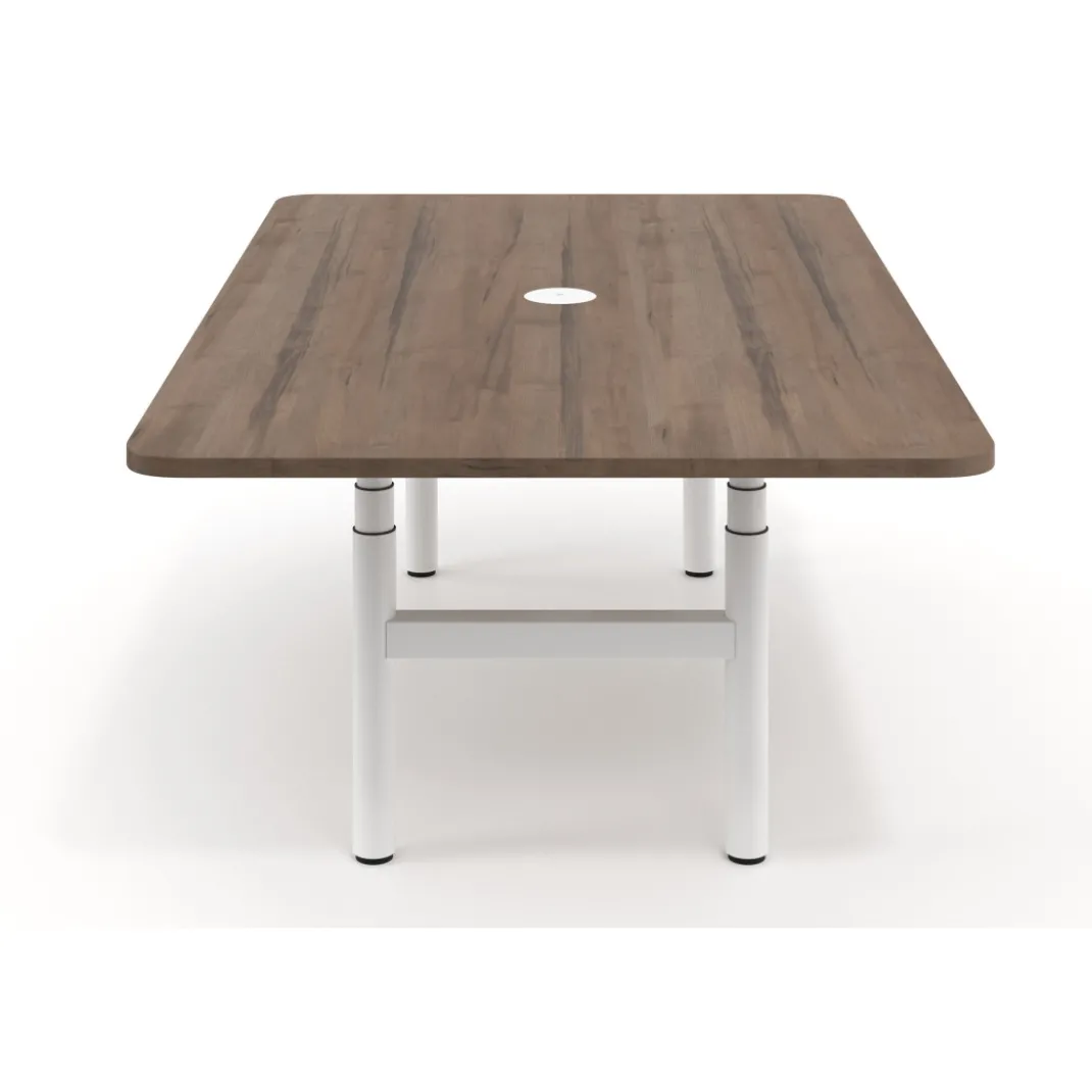 Mesa de Reuniones Elevable Erghos Core estructura blanca canto curvo