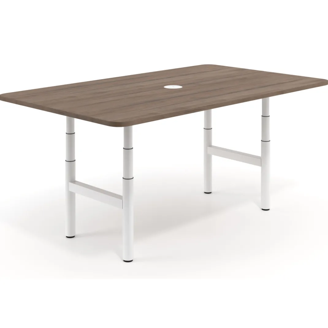 Mesa de Reuniones Elevable Erghos Core estructura blanca canto curvo