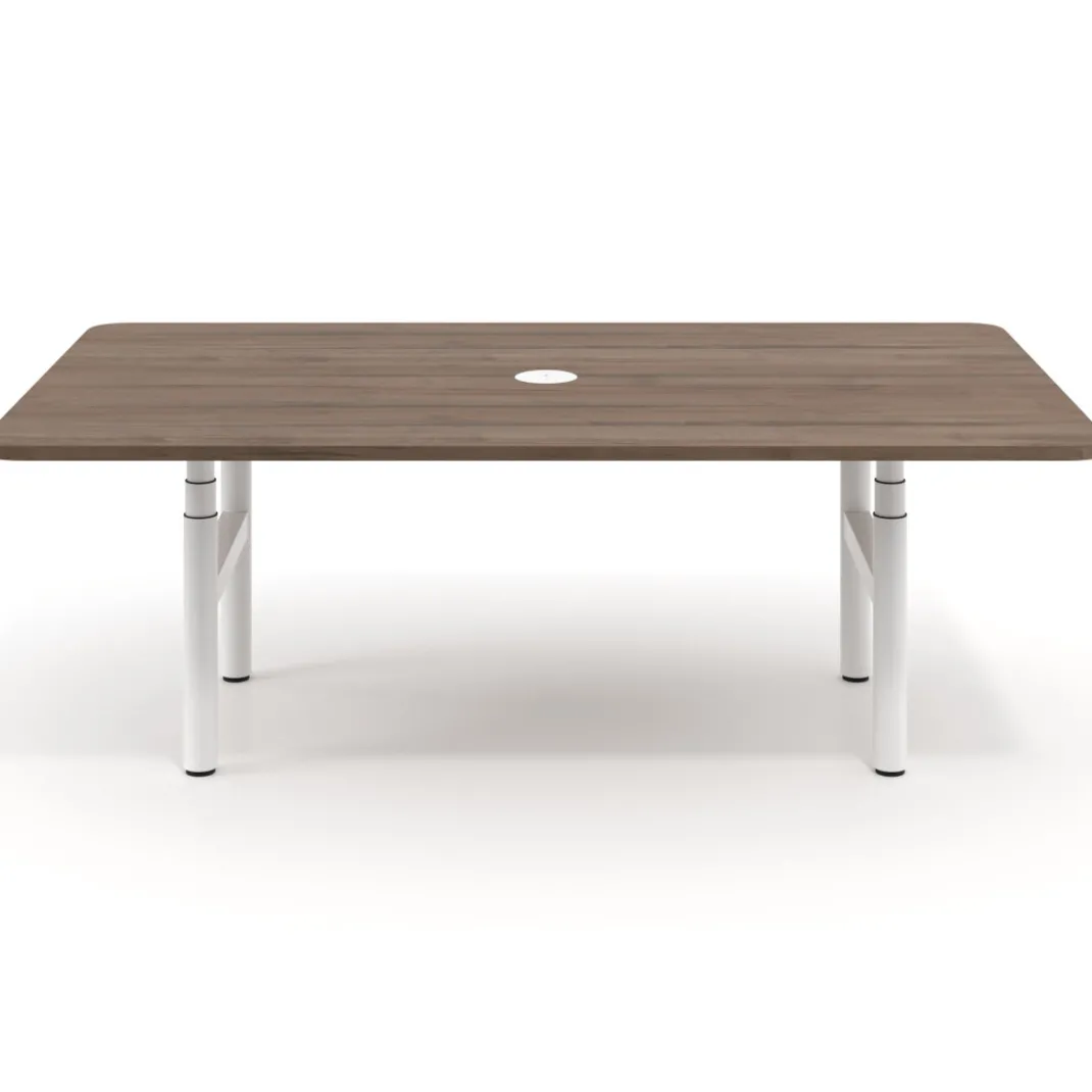 Mesa de Reuniones Elevable Erghos Core estructura blanca canto curvo