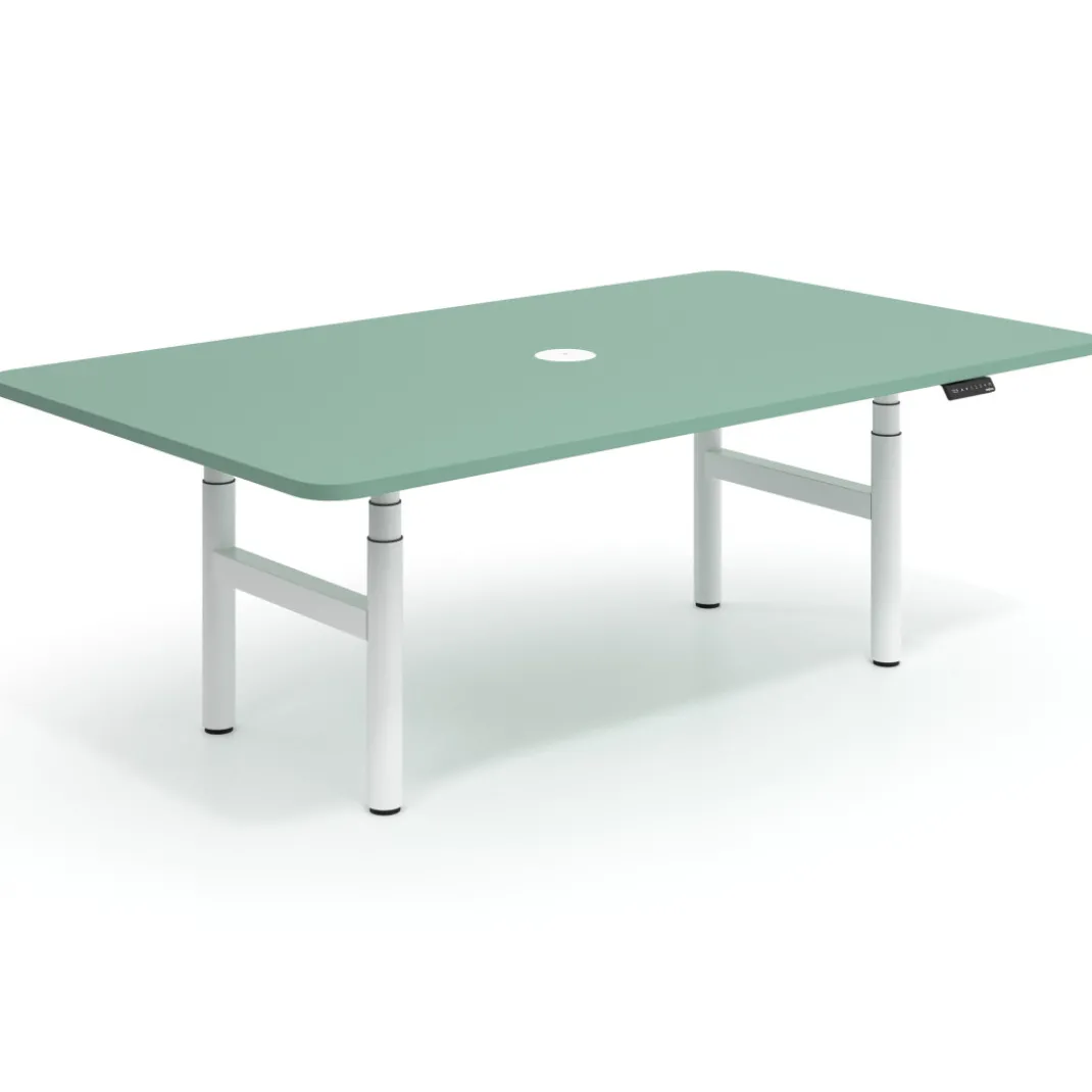 Mesa de Reuniones Elevable Erghos Core estructura blanca canto curvo