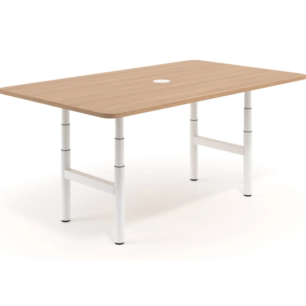 Mesa de Reuniones Elevable Erghos Core estructura blanca canto curvo