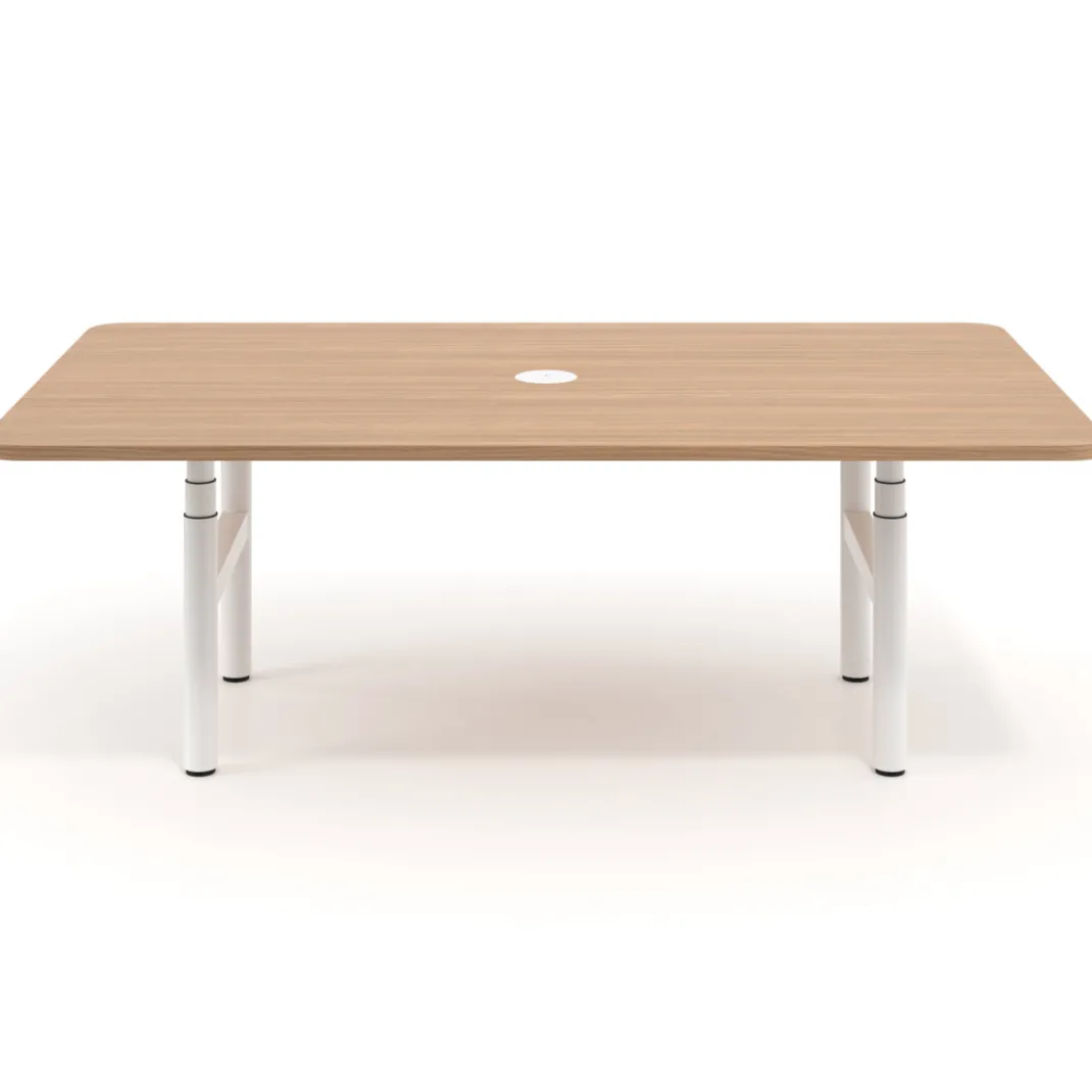 Mesa de Reuniones Elevable Erghos Core estructura blanca canto curvo