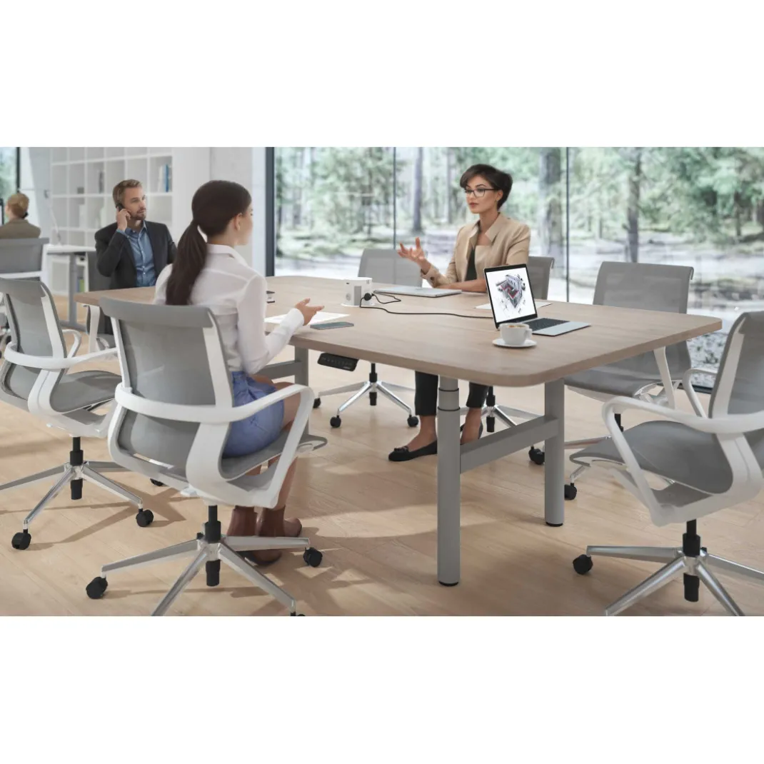 Mesa de Reuniones Elevable Erghos Core estructura aluminio canto curvo