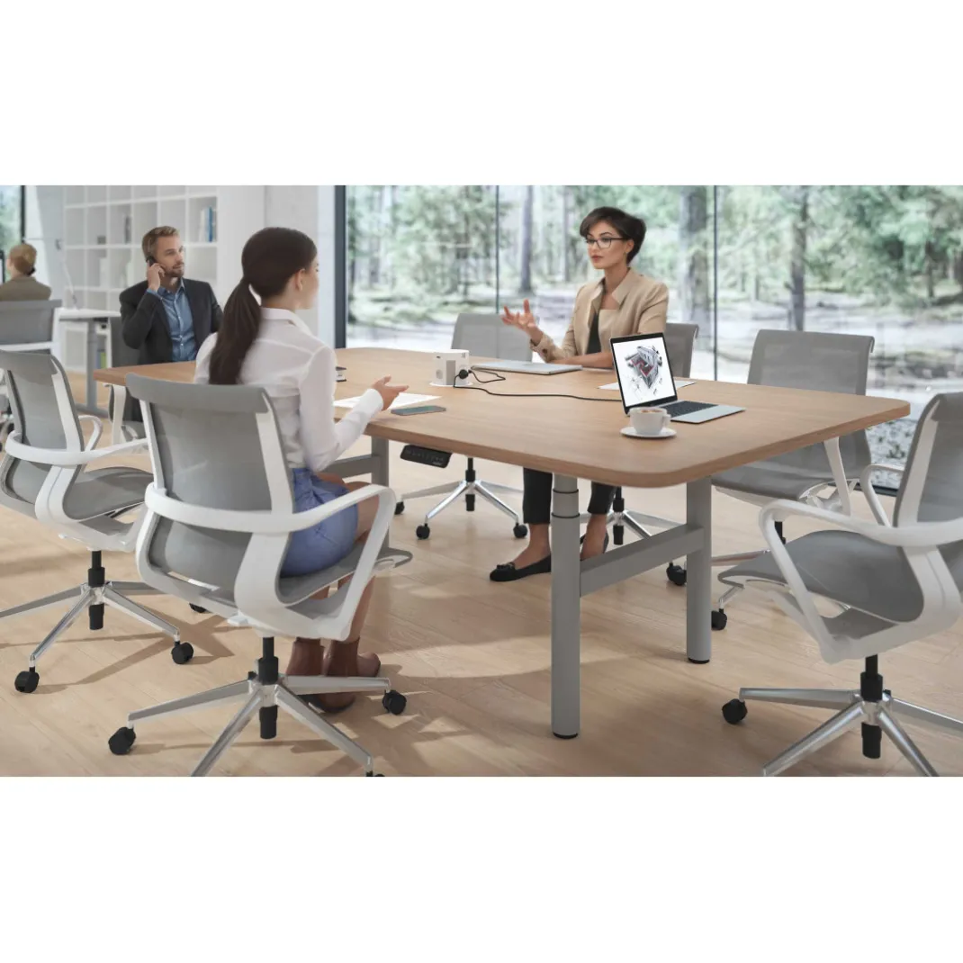 Mesa de Reuniones Elevable Erghos Core estructura aluminio canto curvo