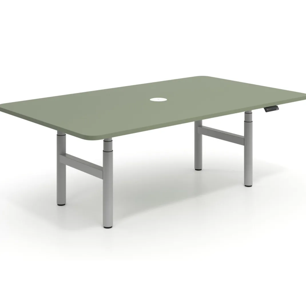 Mesa de Reuniones Elevable Erghos Core estructura aluminio canto curvo