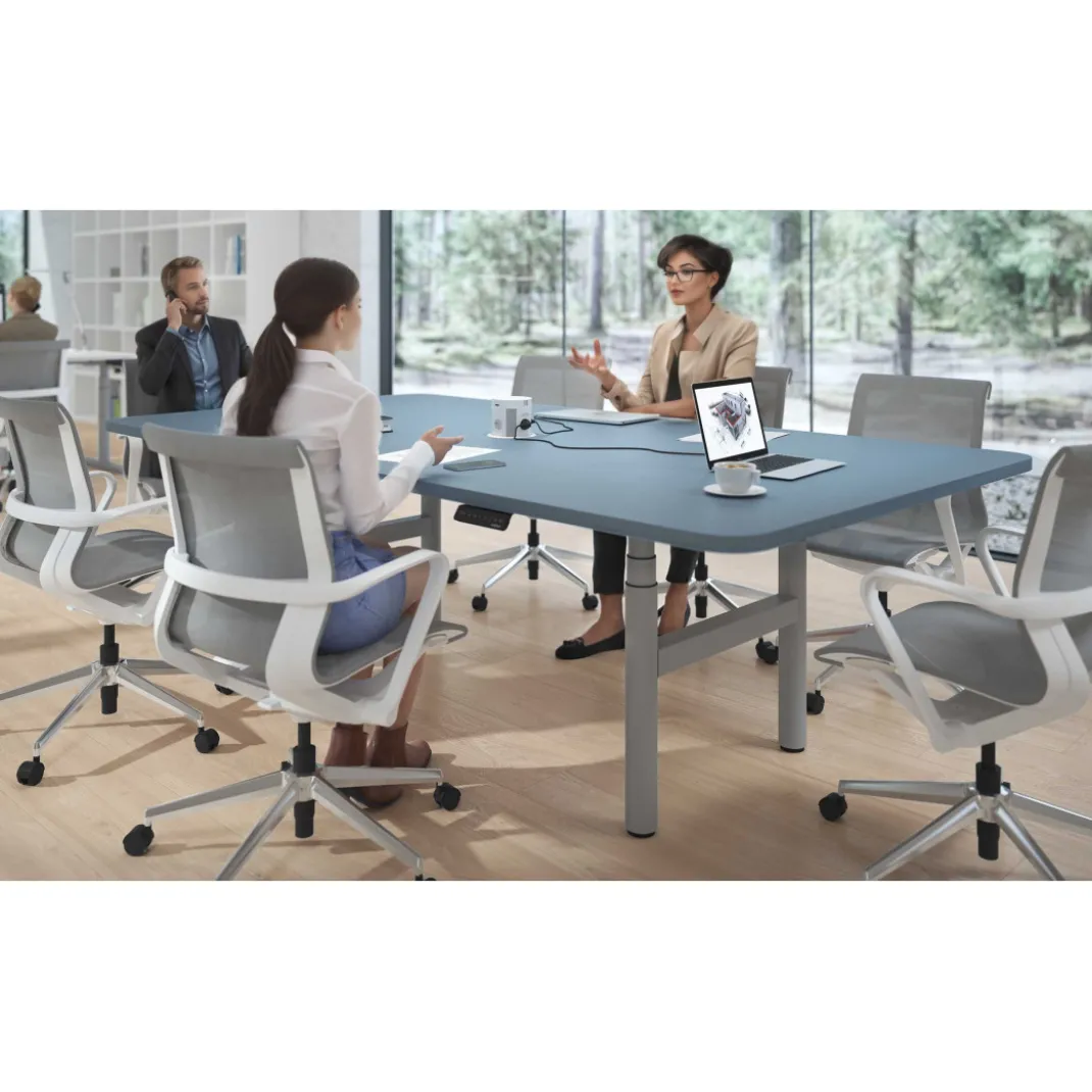 Mesa de Reuniones Elevable Erghos Core estructura aluminio canto curvo