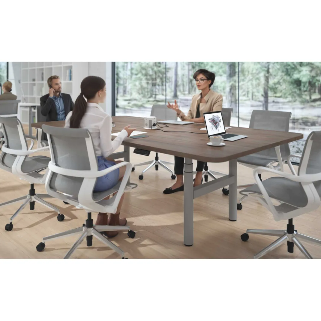 Mesa de Reuniones Elevable Erghos Core estructura aluminio canto curvo