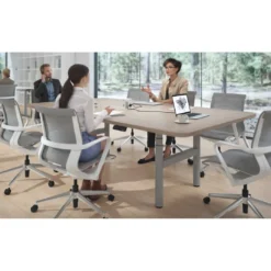 Mesa de Reuniones Elevable Erghos Core estructura aluminio canto curvo