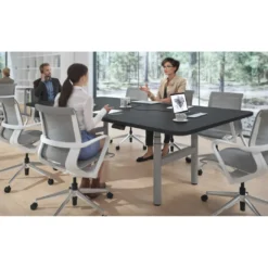 Mesa de Reuniones Elevable Erghos Core estructura aluminio canto curvo