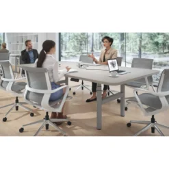 Mesa de Reuniones Elevable Erghos Core estructura aluminio canto curvo