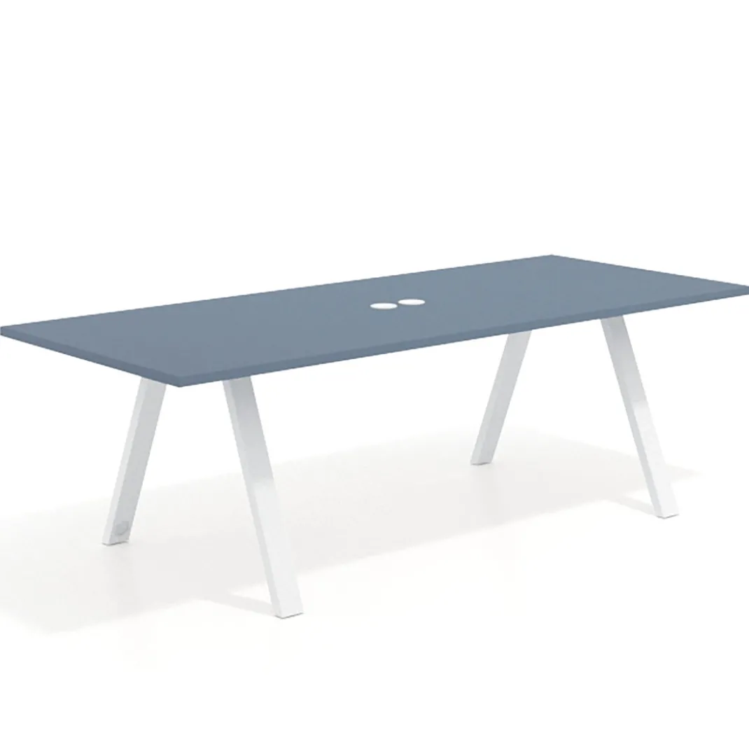 Mesa de reuniones rectangular UvePro fondo 100cm, estructura blanca