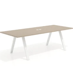 Mesa de reuniones rectangular UvePro fondo 100cm, estructura blanca