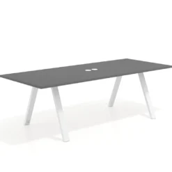 Mesa de reuniones rectangular UvePro fondo 100cm, estructura blanca