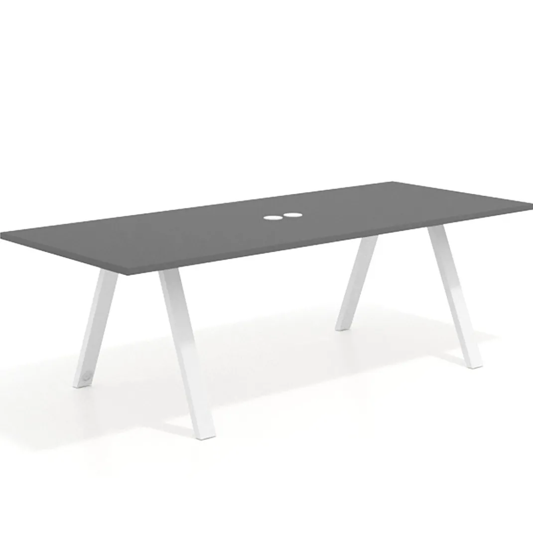 Mesa de reuniones rectangular UvePro fondo 100cm, estructura blanca