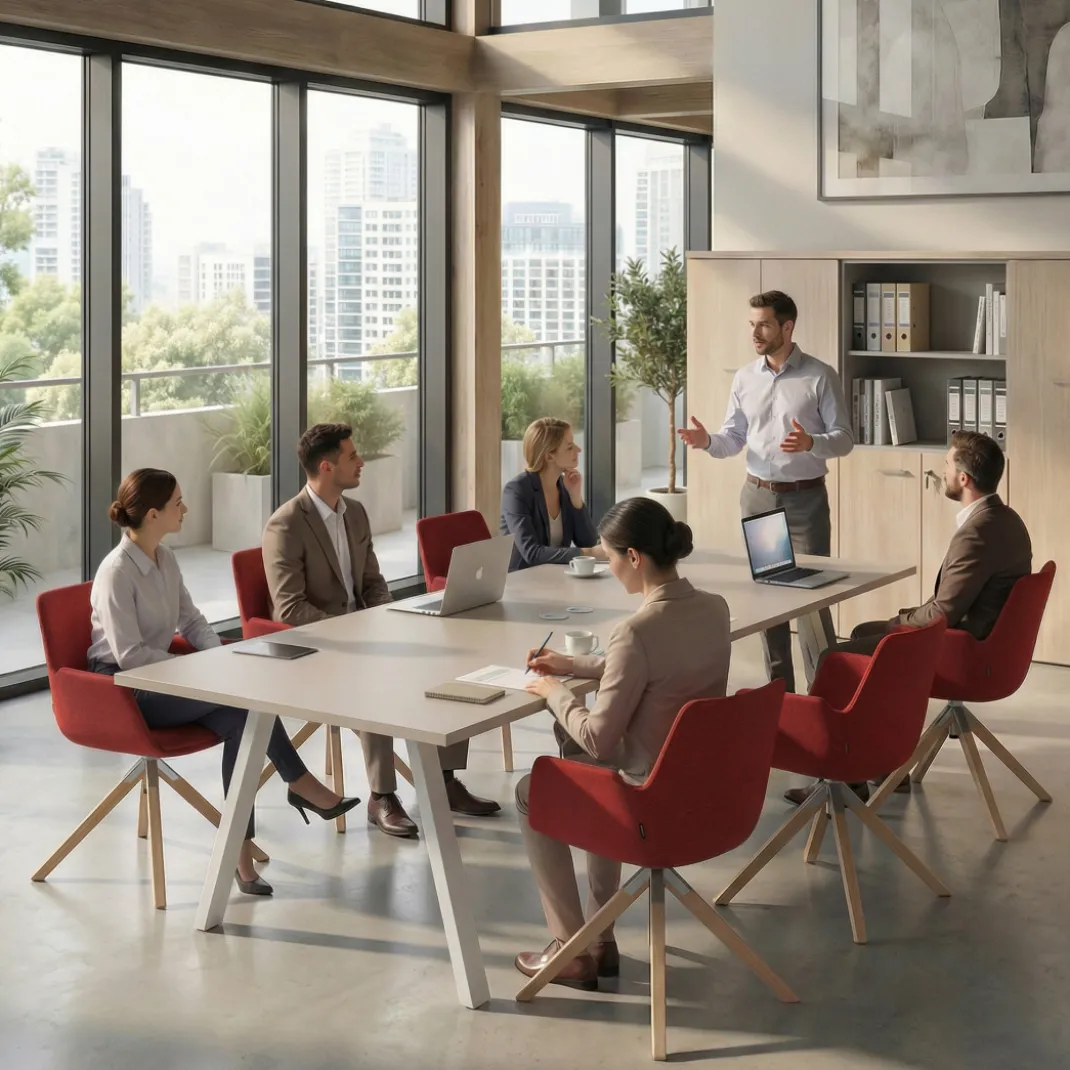 Mesa de Reuniones Rectangular Work Plus estructura blanco mate