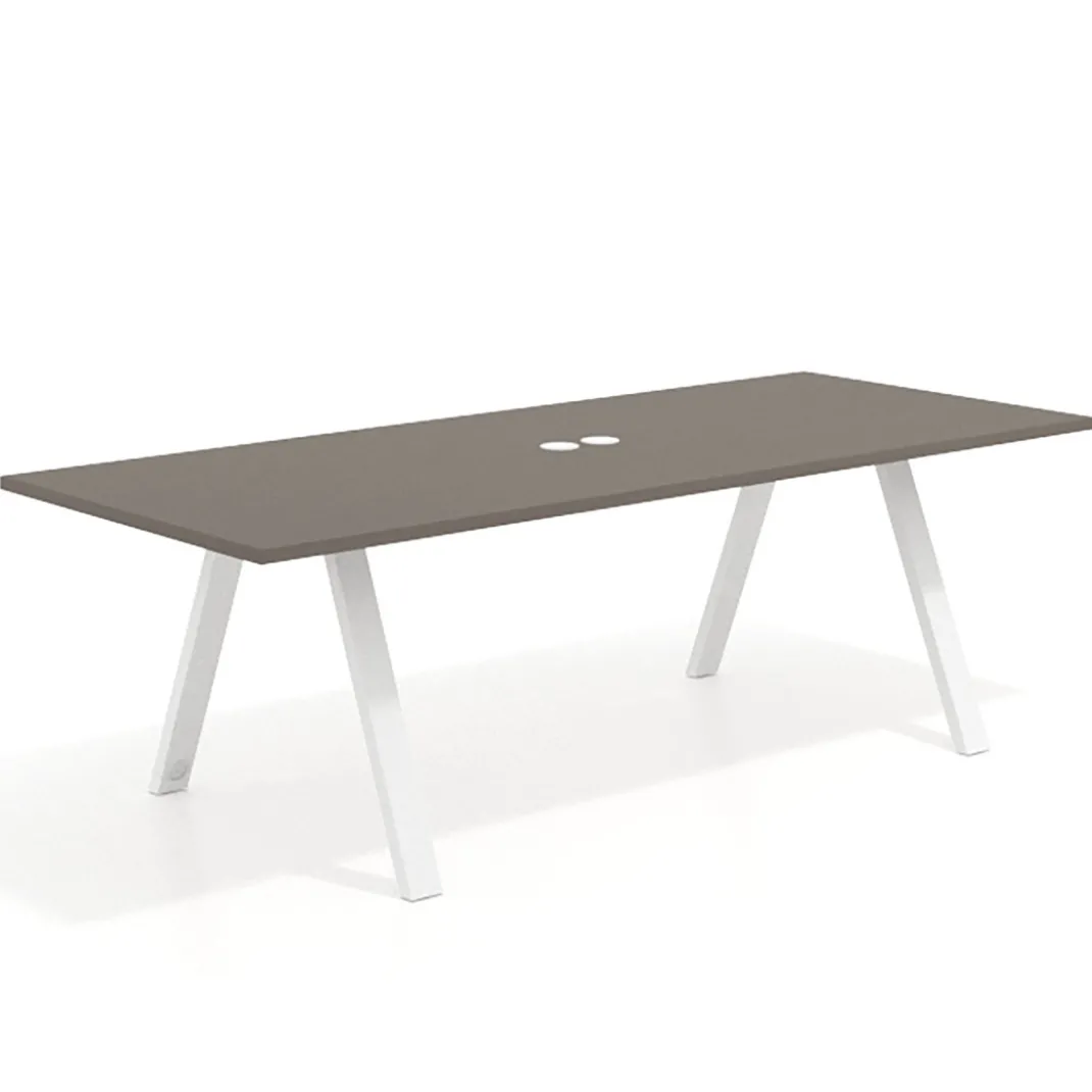 Mesa de reuniones rectangular UvePro fondo 100cm, estructura blanca