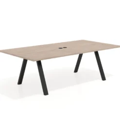 Mesa de reuniones rectangular UvePro fondo 126, patas interior, estructura negra