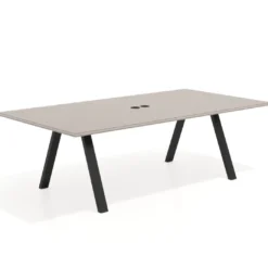 Mesa de reuniones rectangular UvePro fondo 126, patas interior, estructura negra