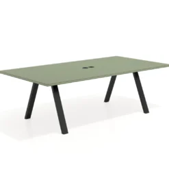 Mesa de reuniones rectangular UvePro fondo 126, patas interior, estructura negra