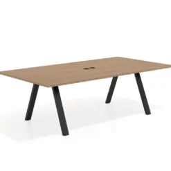 Mesa de reuniones rectangular UvePro fondo 126, patas interior, estructura negra