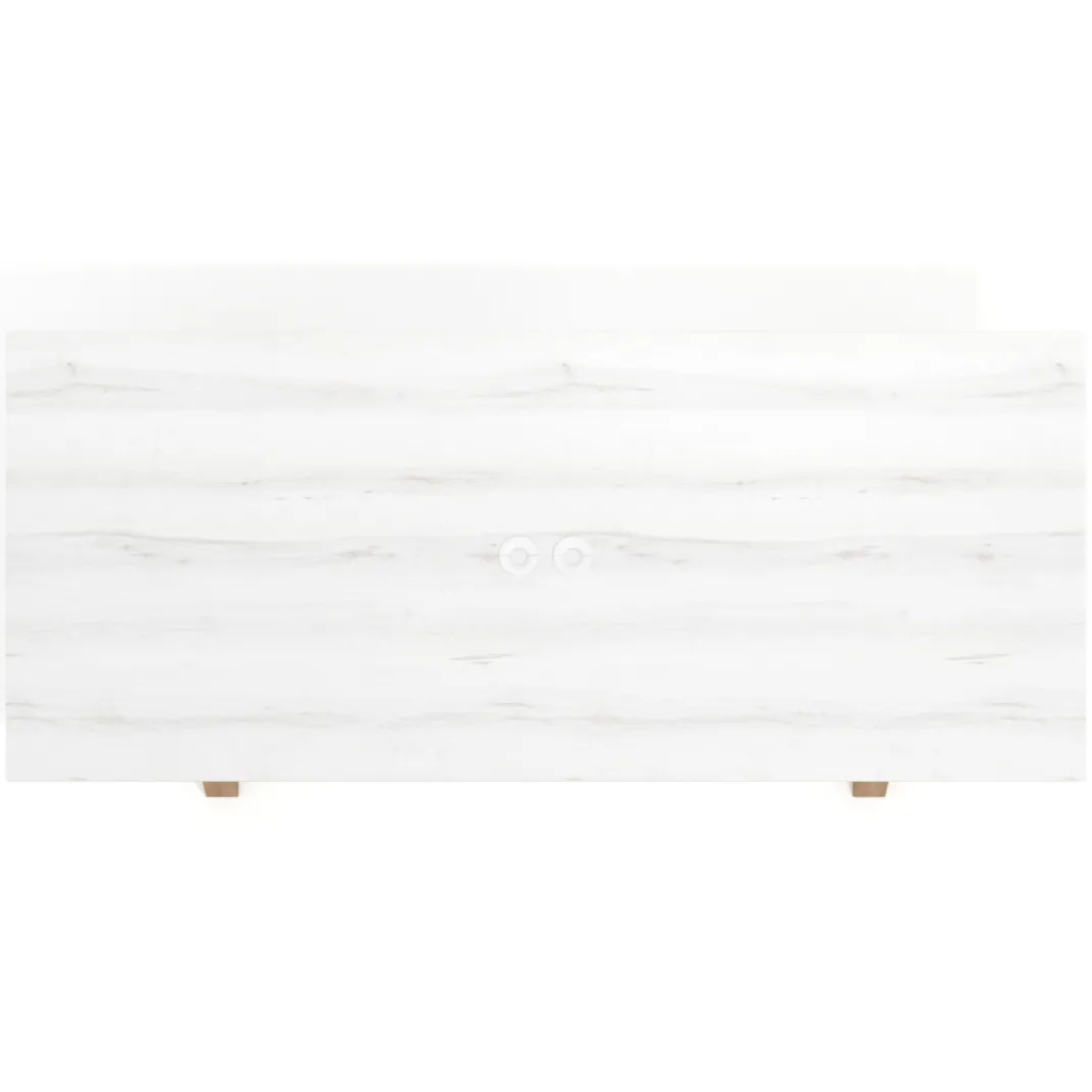 Mesa de reuniones rectangular UvePro fondo 100cm, estructura blanca, patas de madera