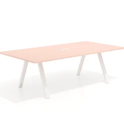 Mesa de reuniones rectangular UvePro fondo 126, patas interior, estructura blanca