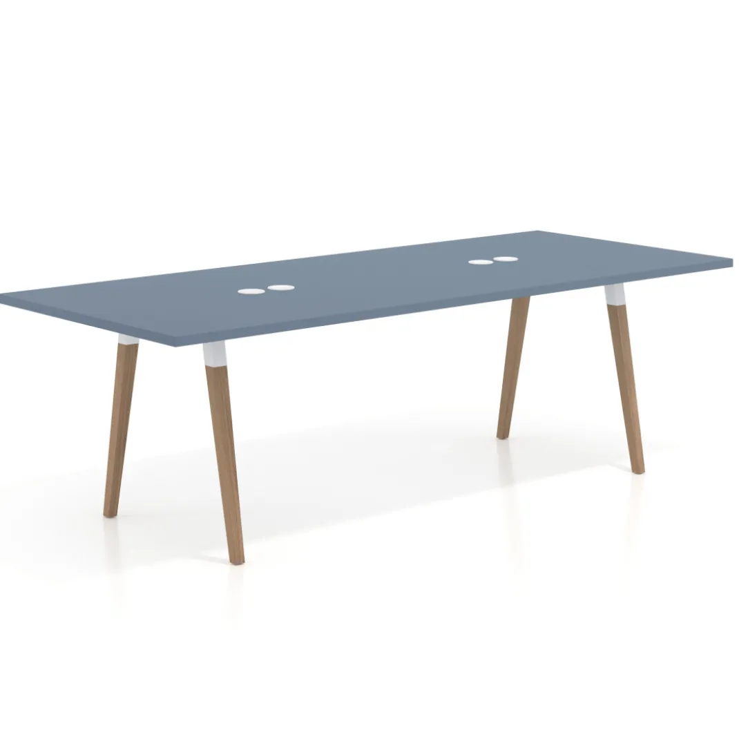 Mesa de reuniones rectangular Arki, gran formato, patas de madera