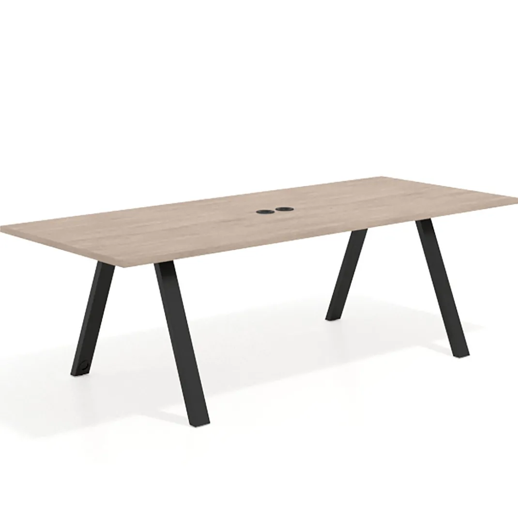 Mesa de reuniones rectangular UvePro fondo 100cm, estructura negra