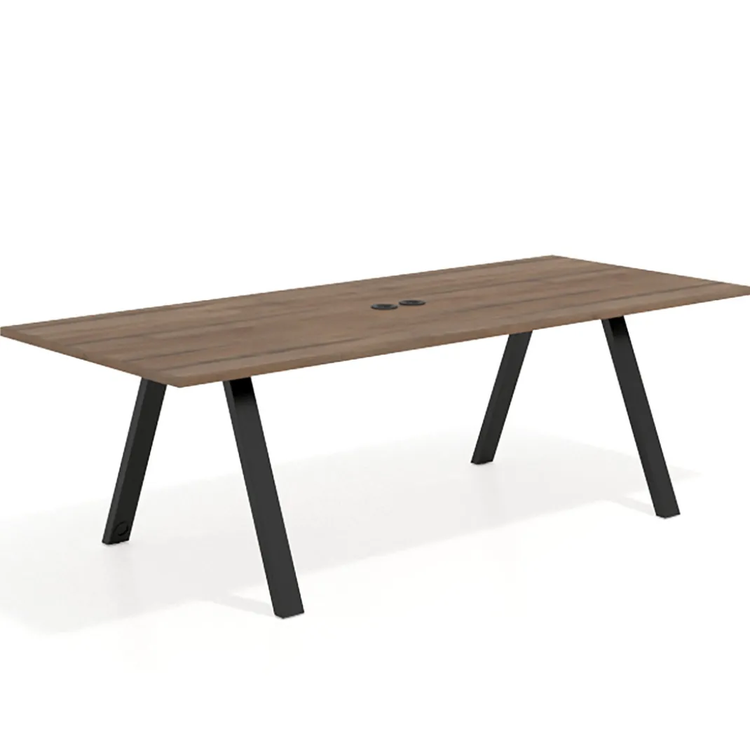 Mesa de reuniones rectangular UvePro fondo 100cm, estructura negra