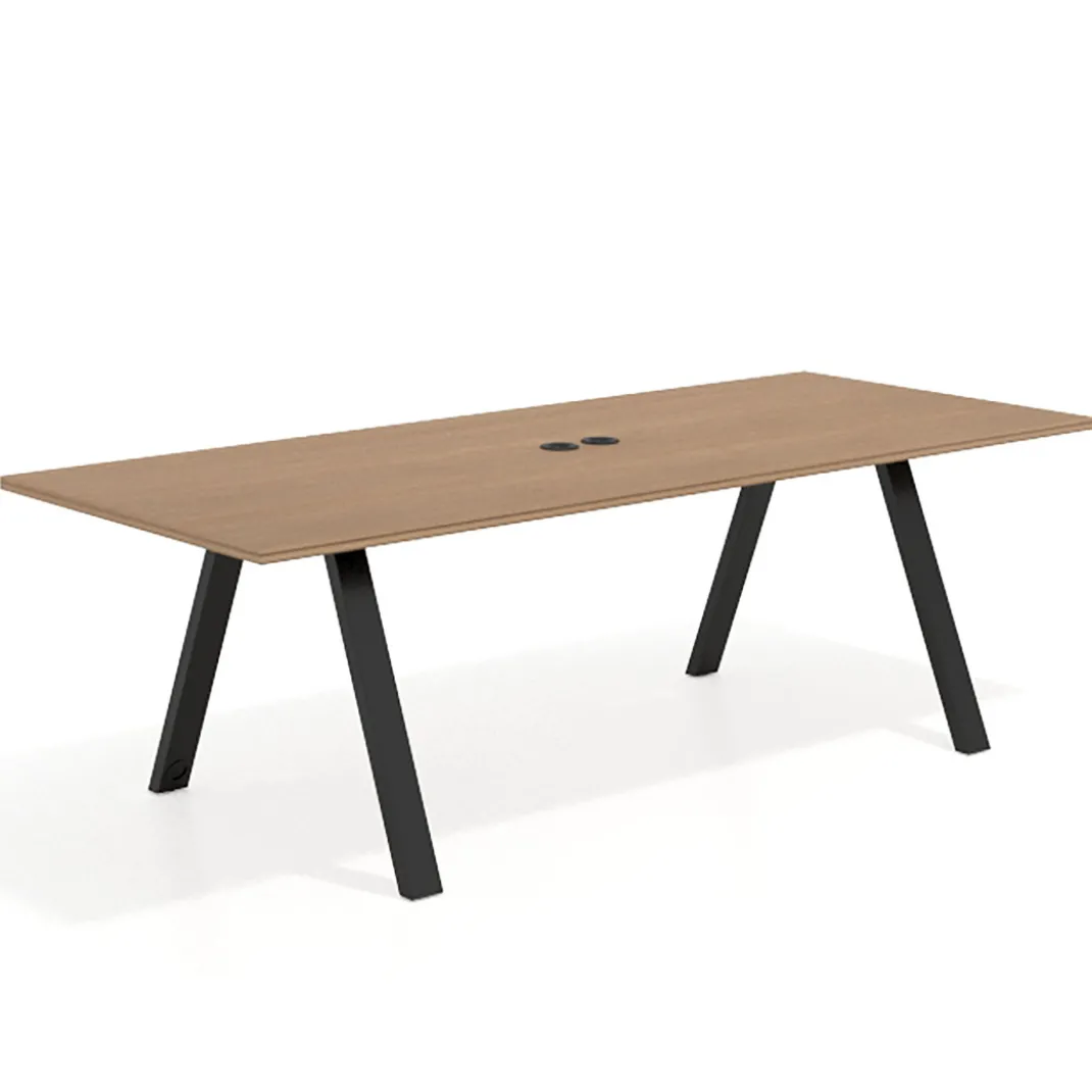 Mesa de reuniones rectangular UvePro fondo 100cm, estructura negra