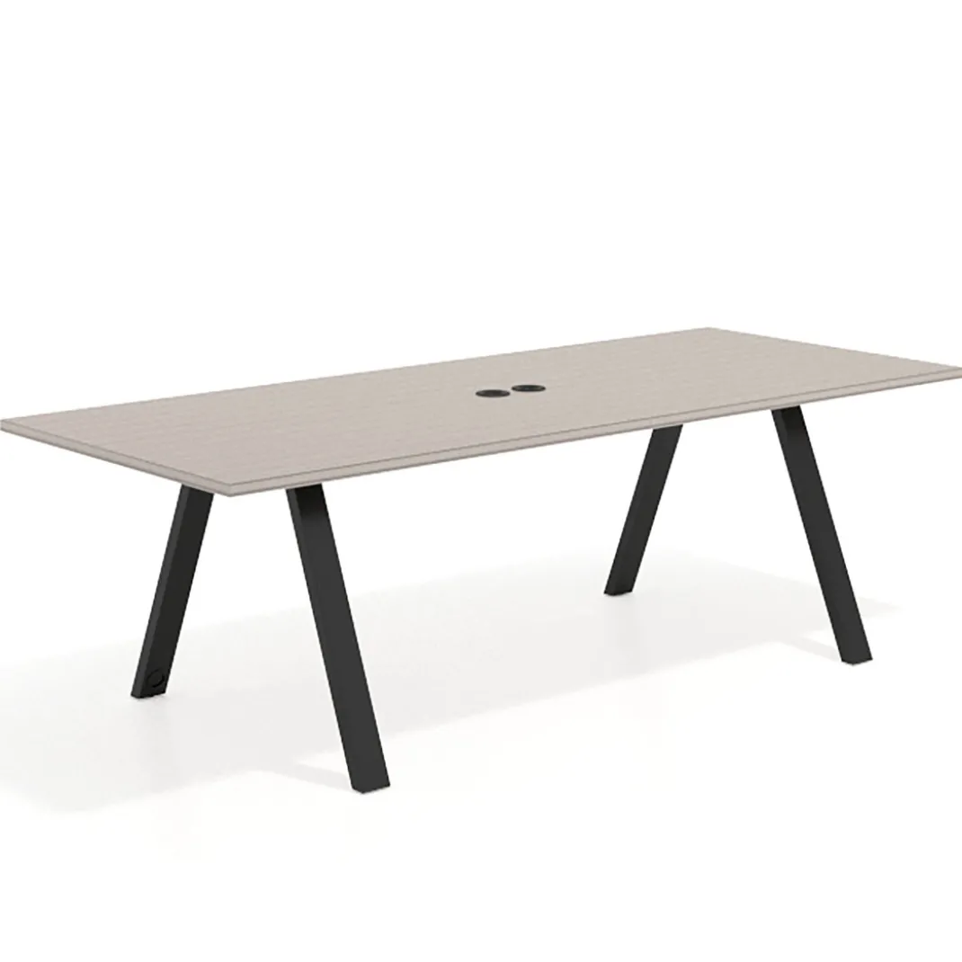 Mesa de reuniones rectangular UvePro fondo 100cm, estructura negra