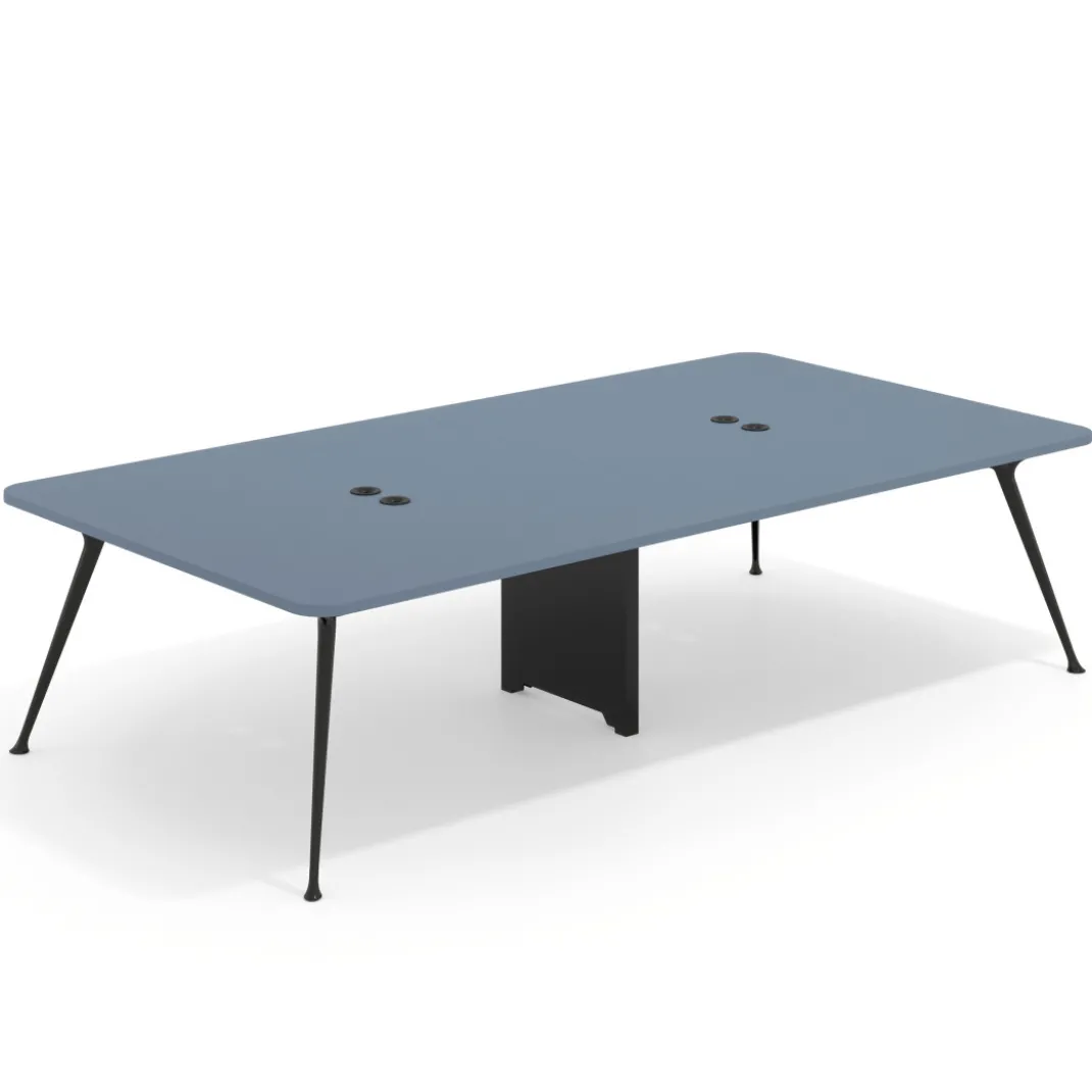 Mesa de reuniones Tekno gran formato, fondo 160, patas aluminio inyectado, estructura negra