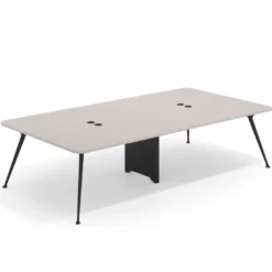 Mesa de reuniones Tekno gran formato, fondo 160, patas aluminio inyectado, estructura negra