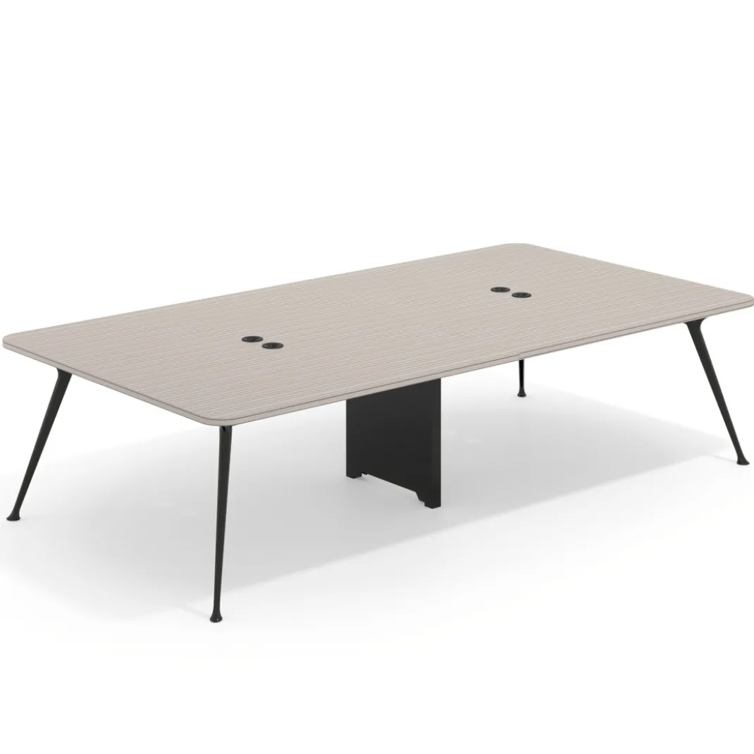 Mesa de reuniones Tekno gran formato, fondo 160, patas aluminio inyectado, estructura negra