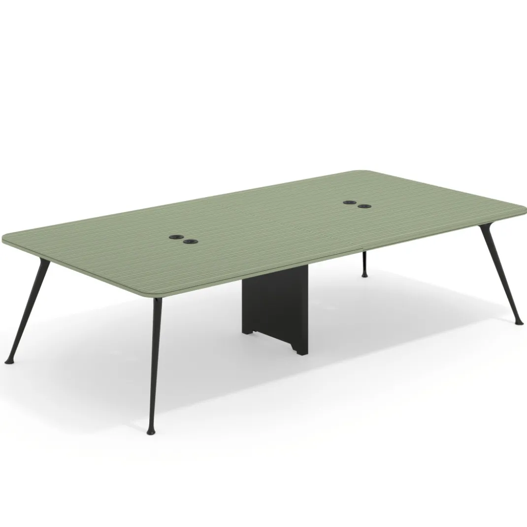 Mesa de reuniones Tekno gran formato, fondo 160, patas aluminio inyectado, estructura negra