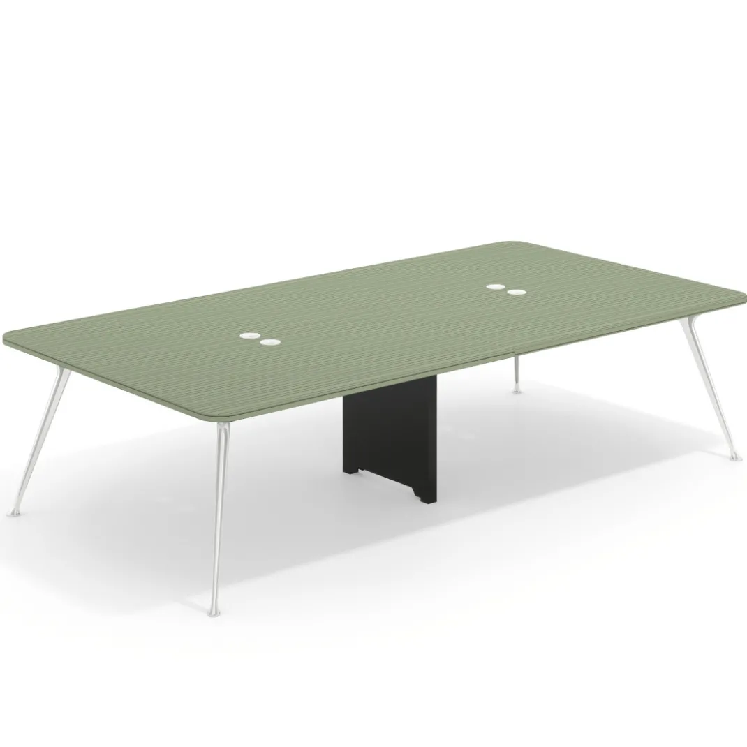 Mesa de reuniones Tekno gran formato, fondo 160, patas aluminio inyectado, estructura cromada