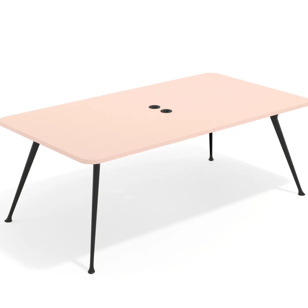 Mesa de reuniones Tekno gran formato, fondo 120, patas aluminio inyectado, estructura negra