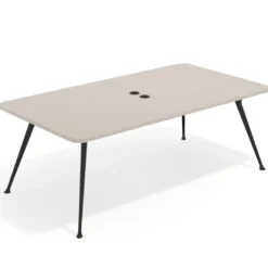 Mesa de reuniones Tekno gran formato, fondo 120, patas aluminio inyectado, estructura negra