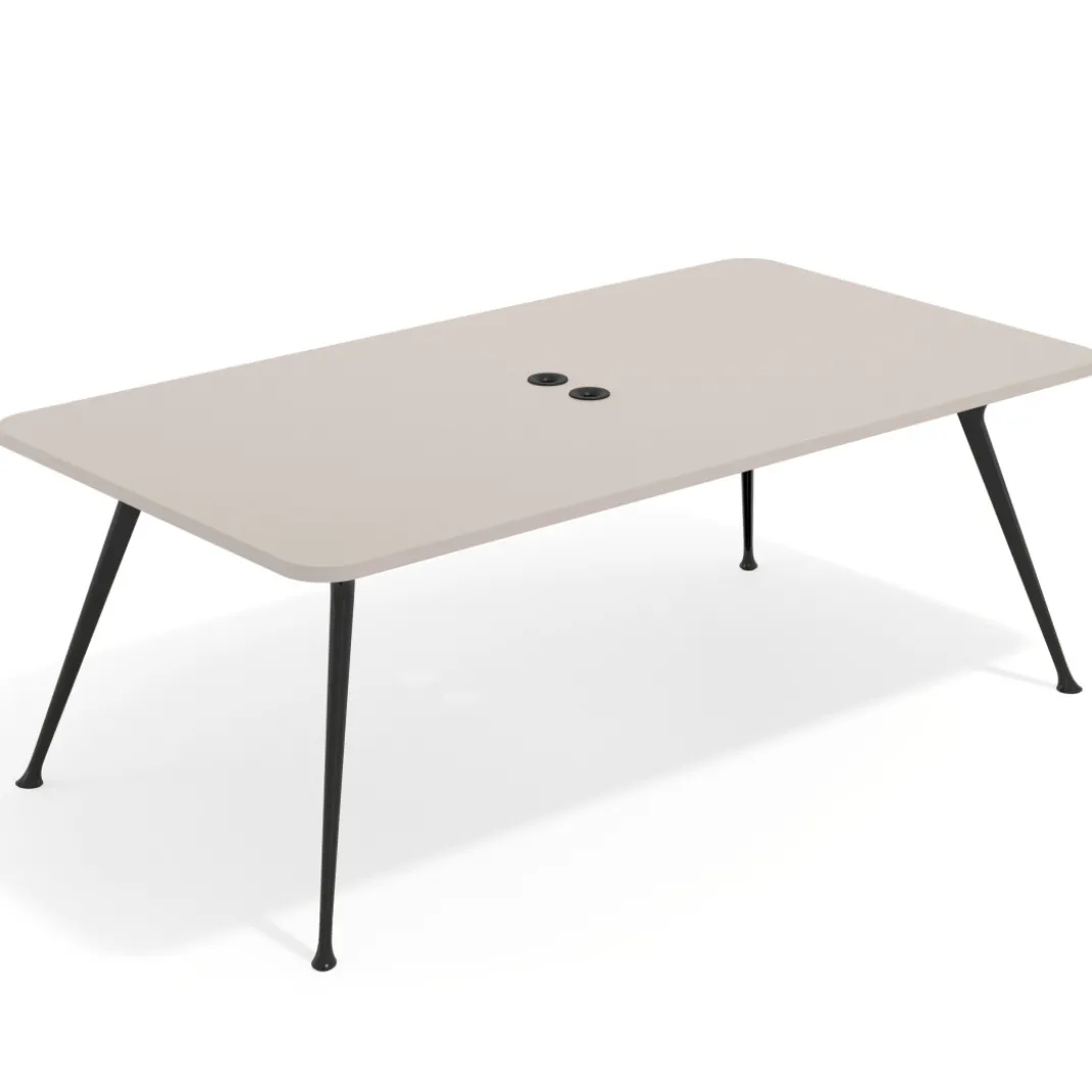 Mesa de reuniones Tekno gran formato, fondo 120, patas aluminio inyectado, estructura negra