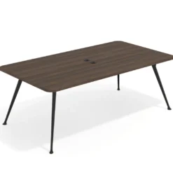 Mesa de reuniones Tekno gran formato, fondo 120, patas aluminio inyectado, estructura negra
