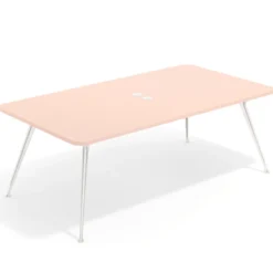 Mesa de reuniones Tekno gran formato, fondo 120, patas aluminio inyectado, estructura cromada