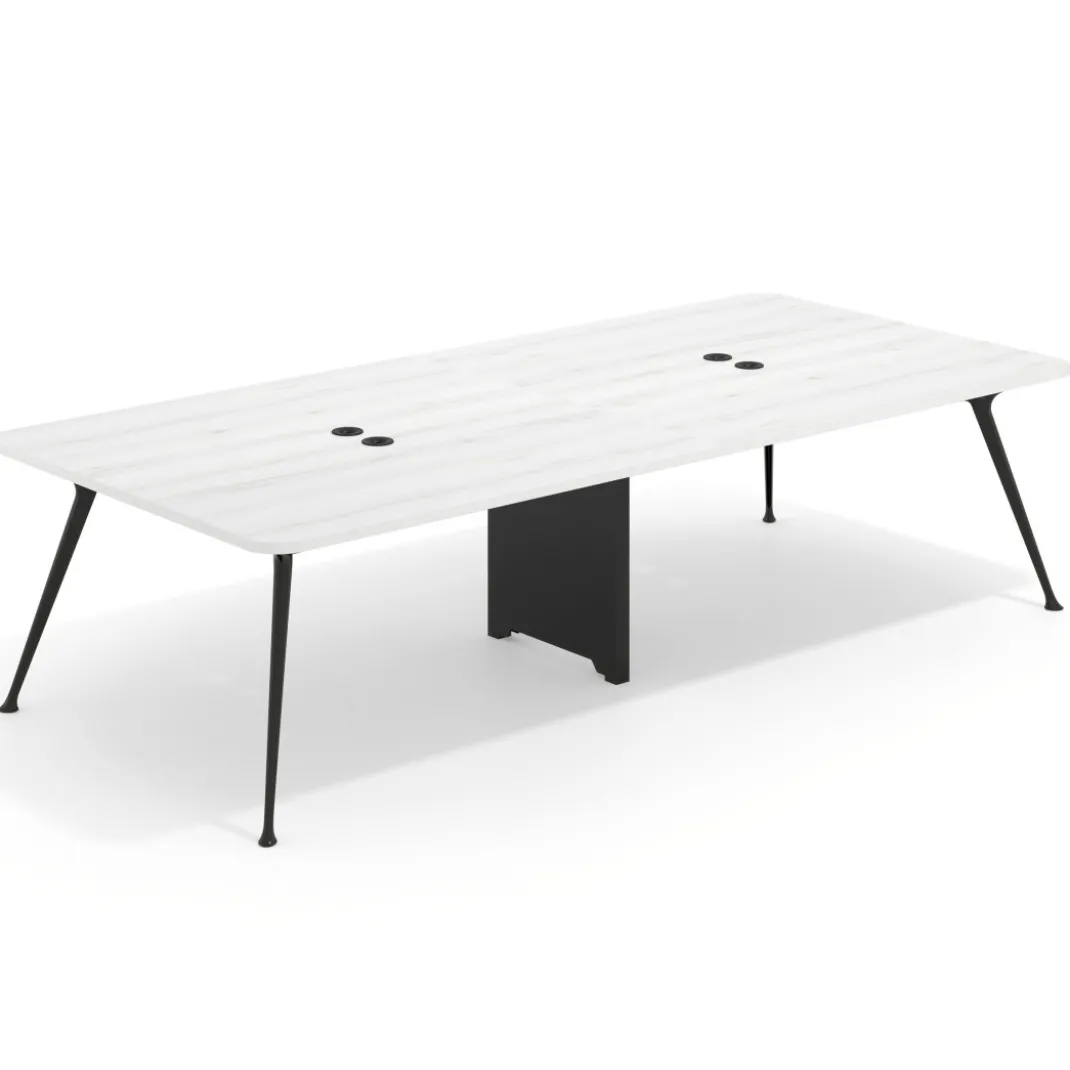 Mesa de reuniones Tekno gran formato, fondo 140, patas aluminio inyectado, estructura negra