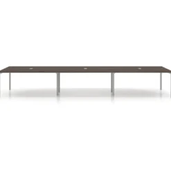 Mesa de reuniones triple Kube, encimera continua, fondo 142 cm, estructura aluminio