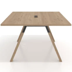 Mesa doble individual para coworking UvePro fondo 126 cm estructura negra con patas de madera