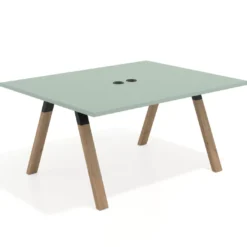 Mesa doble individual para coworking UvePro fondo 126 cm estructura negra con patas de madera