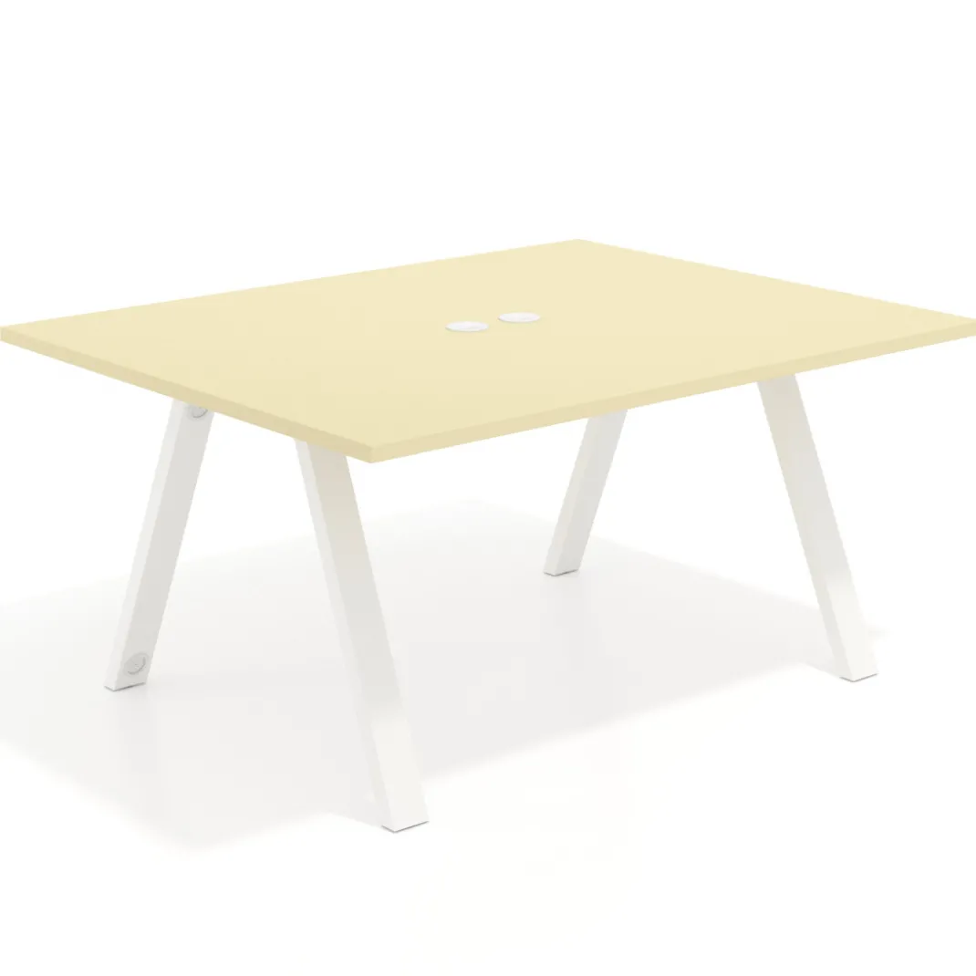 Mesa doble individual para coworking UvePro fondo 126 cm estructura blanca