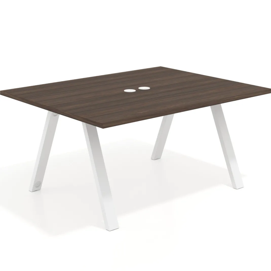 Mesa doble individual para coworking UvePro fondo 126 cm estructura blanca