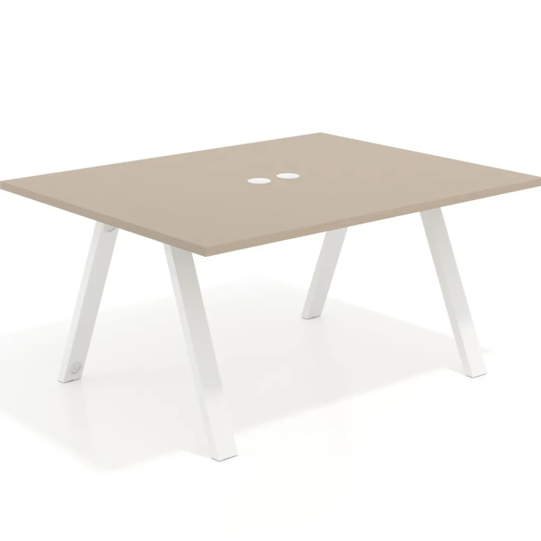 Mesa doble individual para coworking UvePro fondo 126 cm estructura blanca