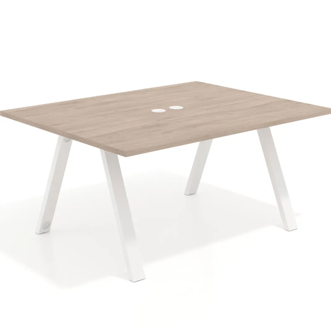Mesa doble individual para coworking UvePro fondo 126 cm estructura blanca